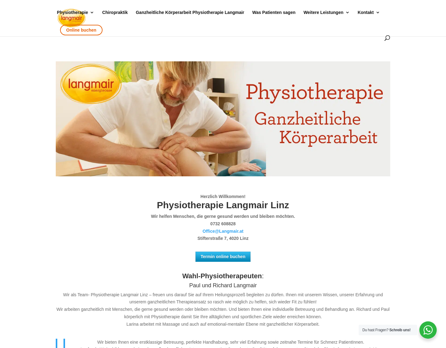 Aktuelle Website-Vorschau von Langmair Physiotherapie Linz