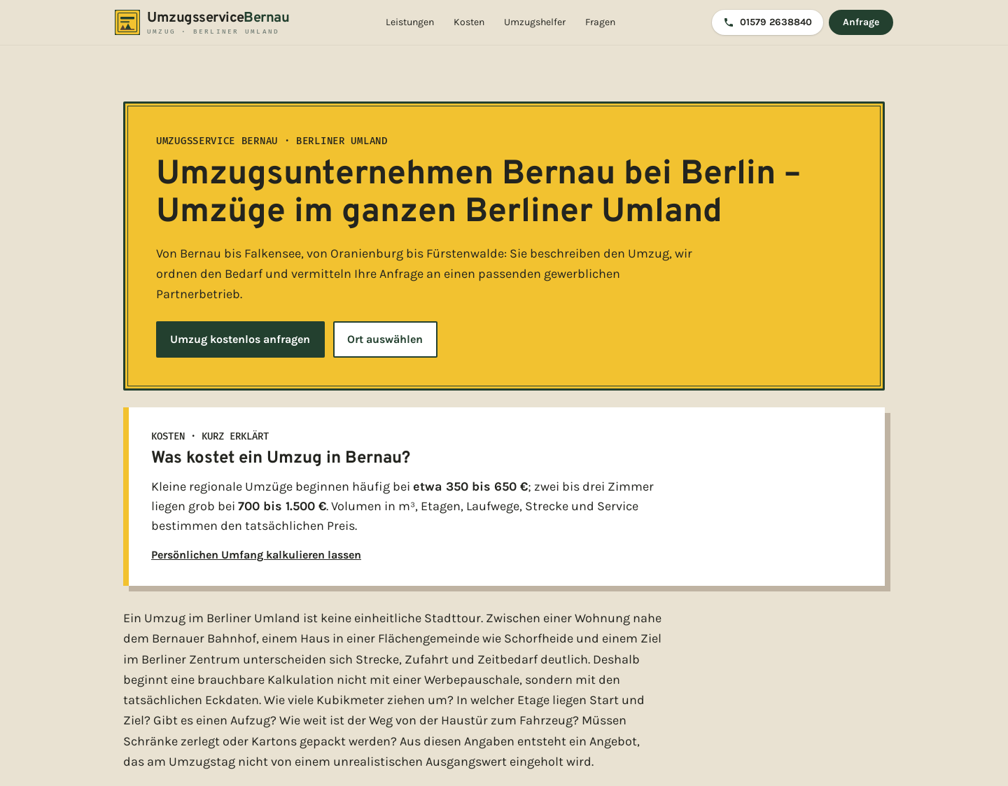 Aktuelle Website-Vorschau von Umzugsfirma Rauch
