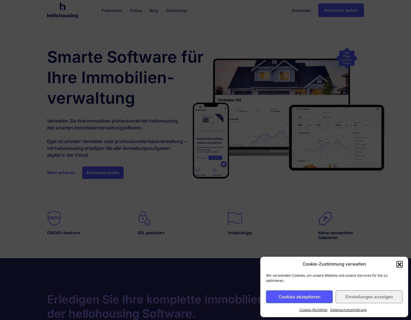 Aktuelle Website-Vorschau von Digitale Immobilienverwaltung