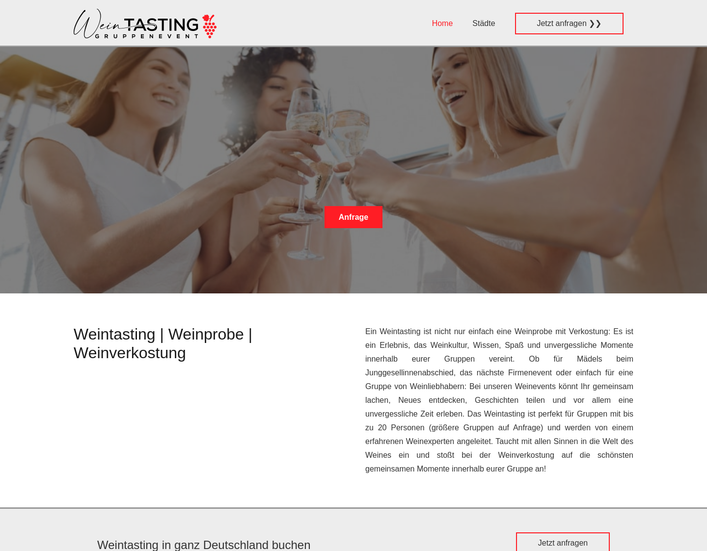 Aktuelle Website-Vorschau von Weintasting