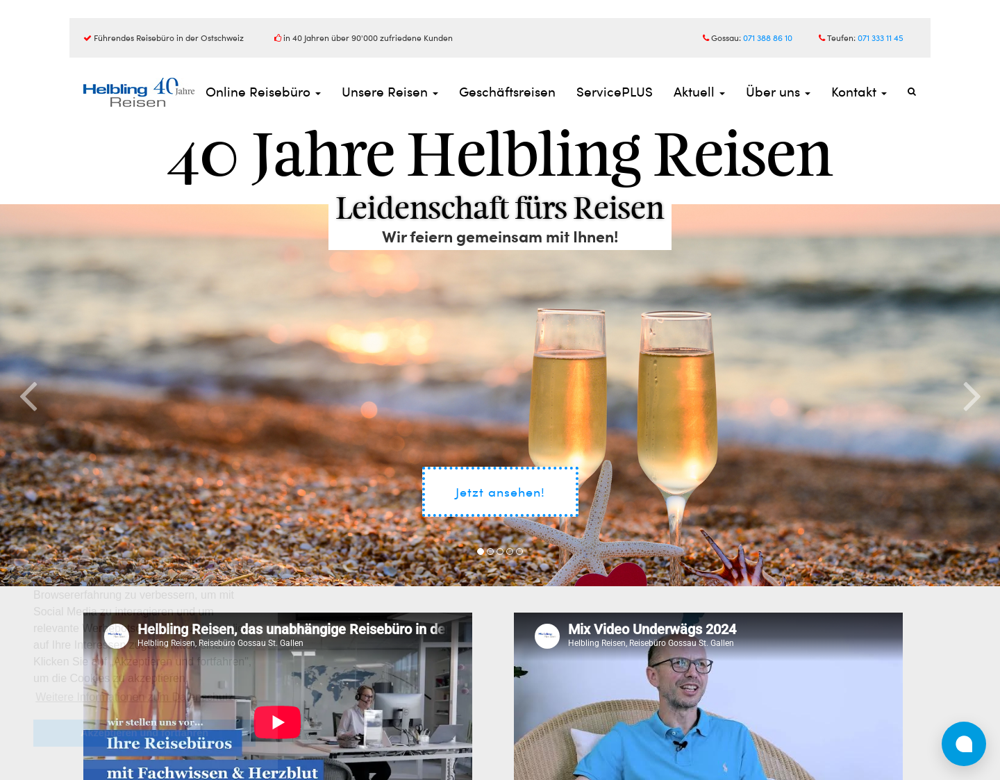 Aktuelle Website-Vorschau von Helbling Reisen AG