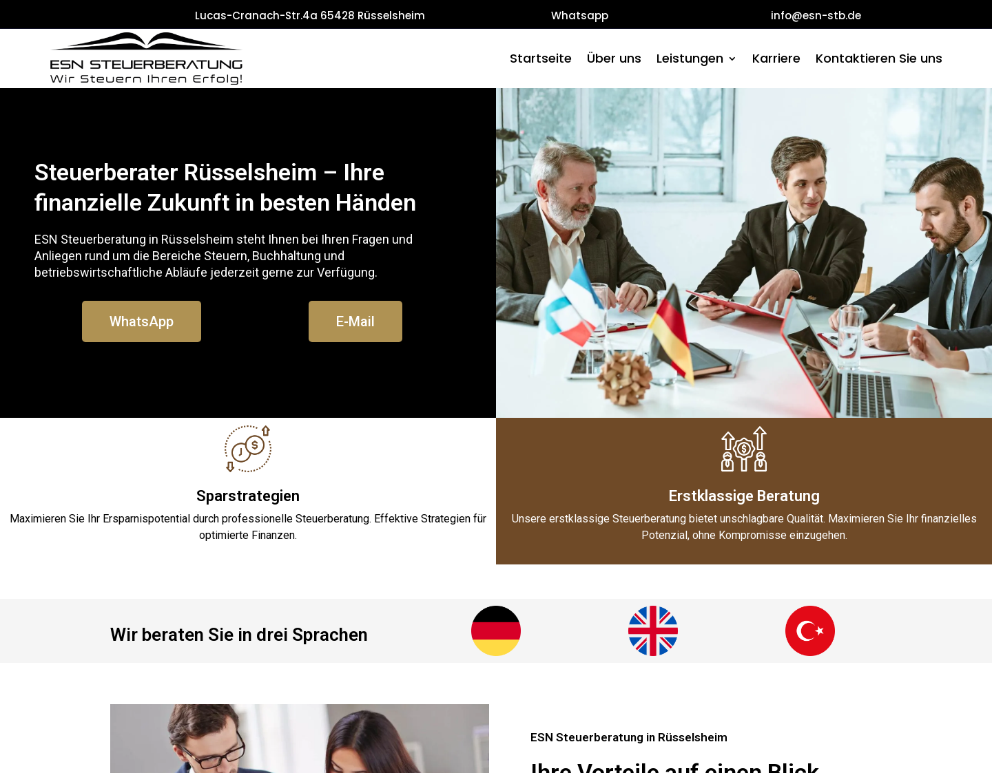 Aktuelle Website-Vorschau von ESN Steuerberatung