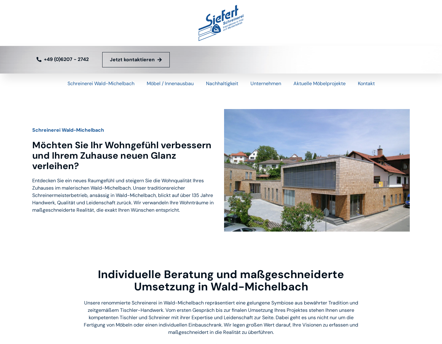 Aktuelle Website-Vorschau von Schreinerei Siefert