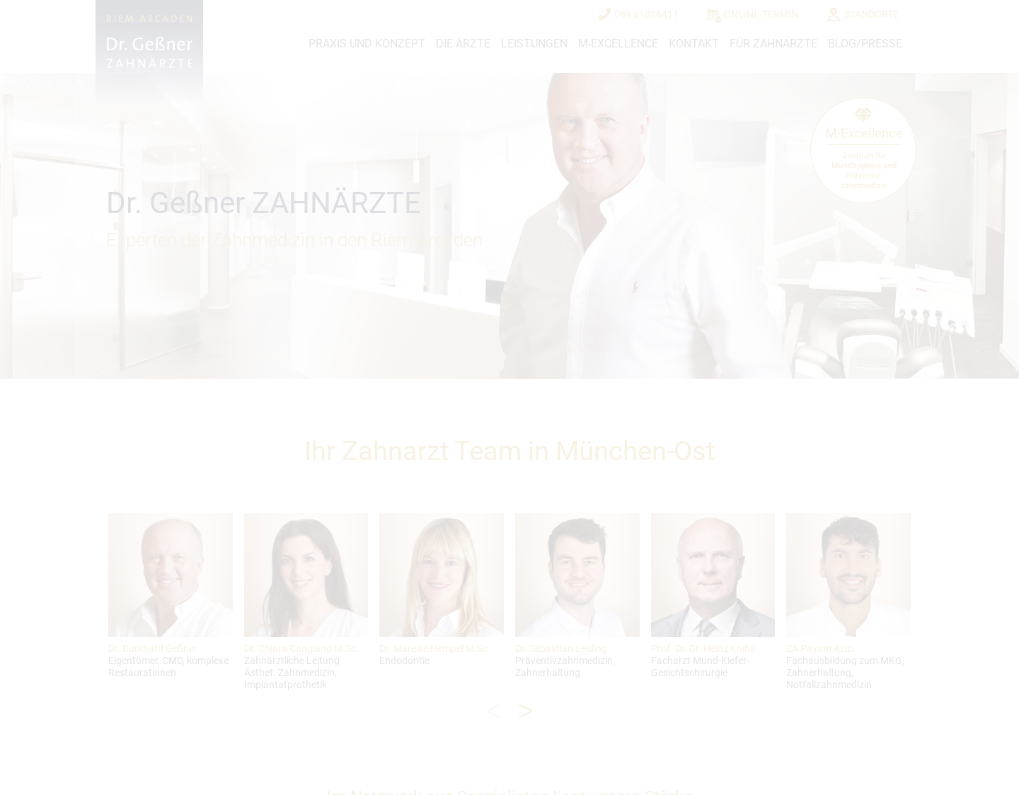 Aktuelle Website-Vorschau von Dr. Geßner Zahnärzte Standort Riem Arcaden
