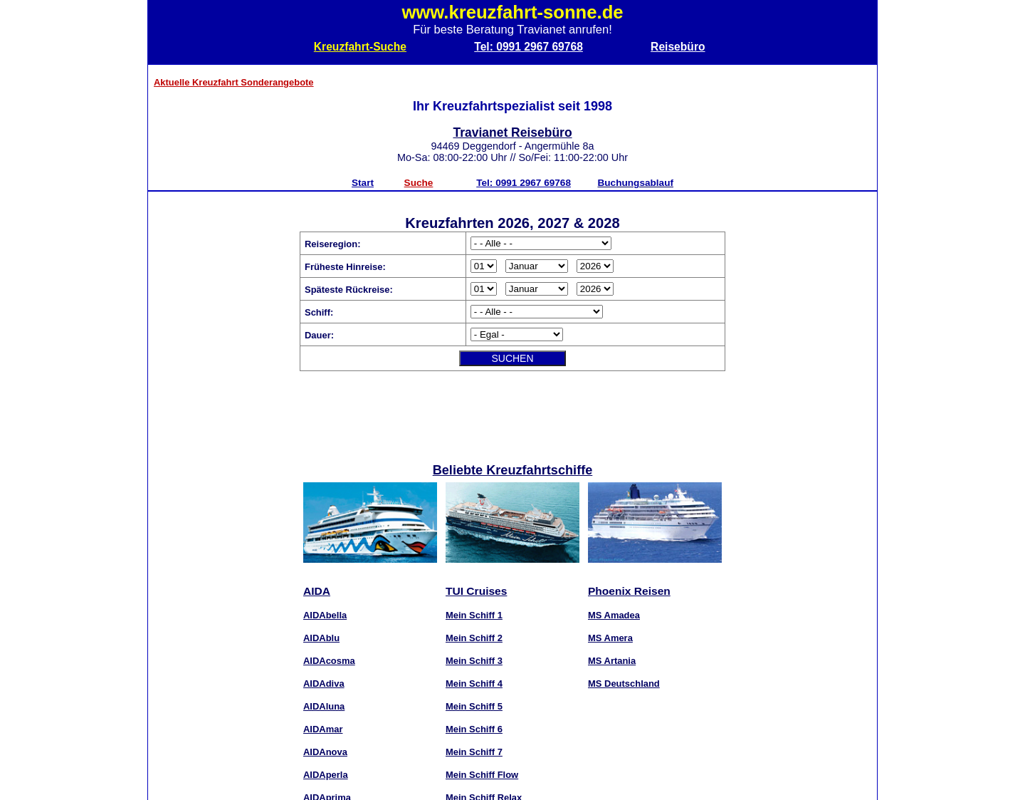Aktuelle Website-Vorschau von Kreuzfahrten nach Norwegen
