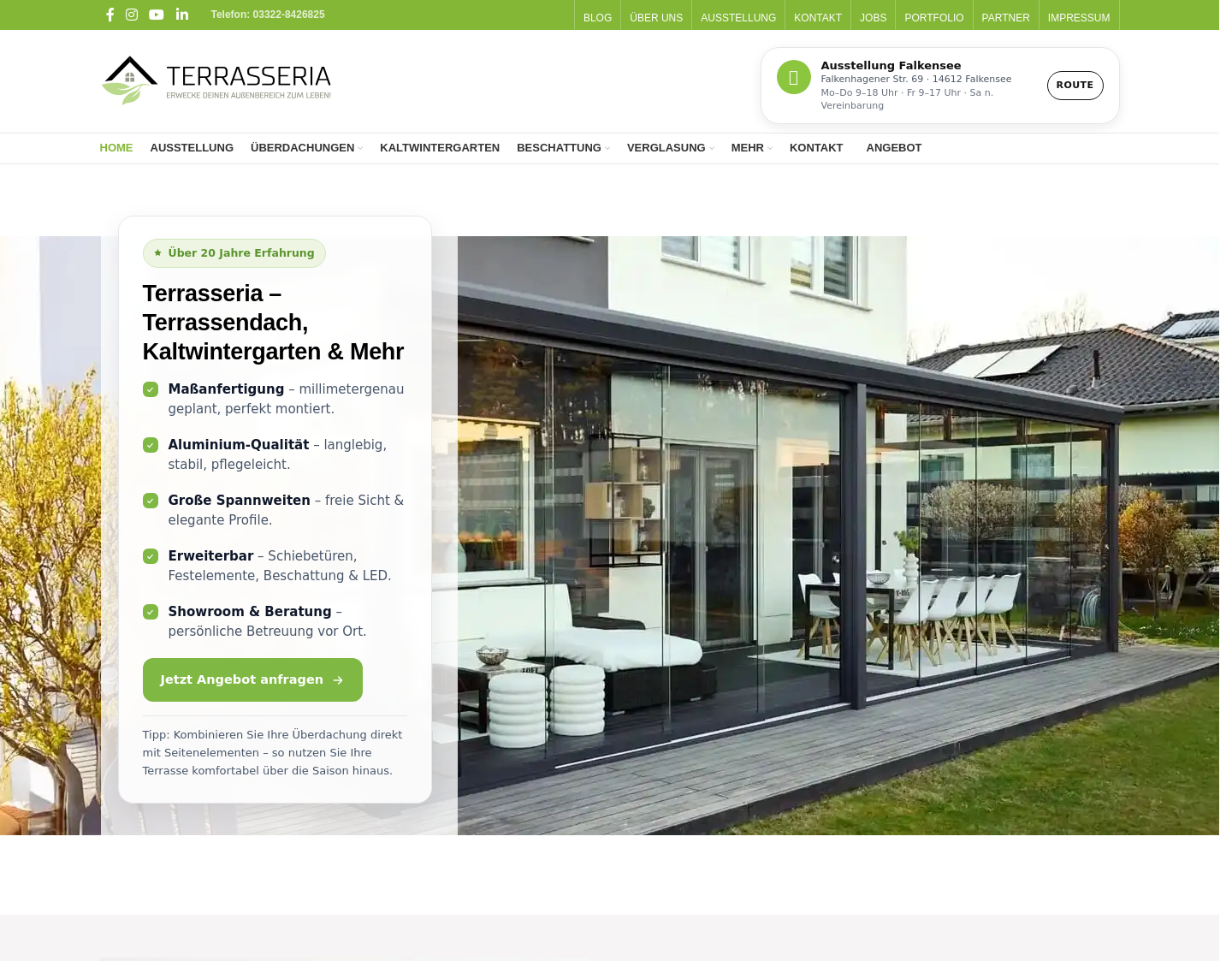 Aktuelle Website-Vorschau von Terrasseria