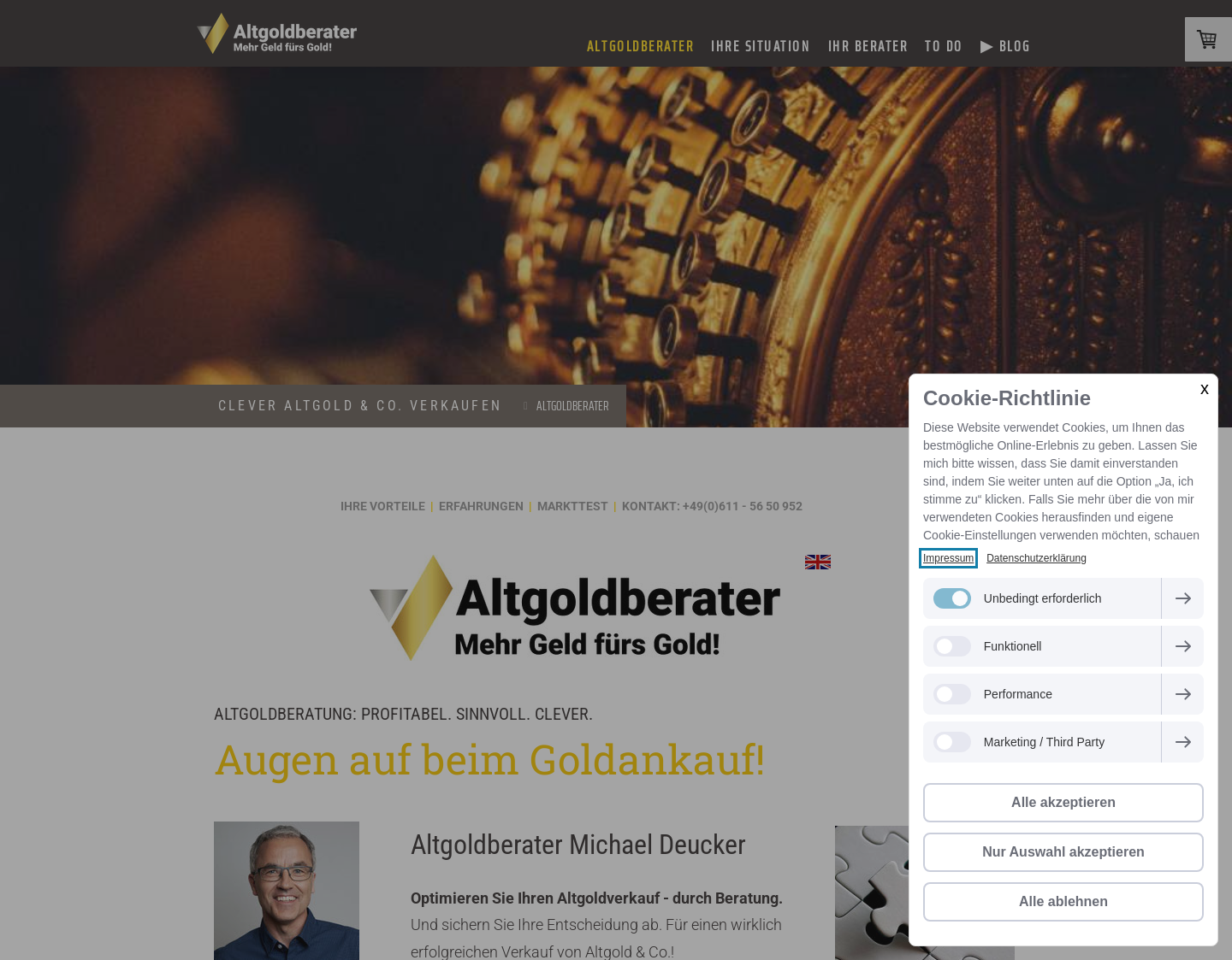 Aktuelle Website-Vorschau von Michael Deucker Altgoldberater