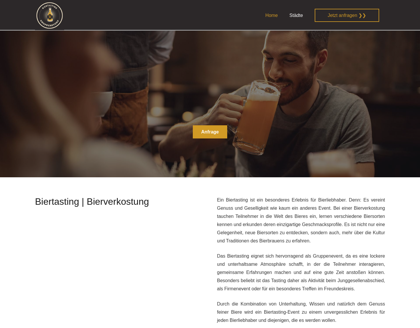 Aktuelle Website-Vorschau von Biertasting