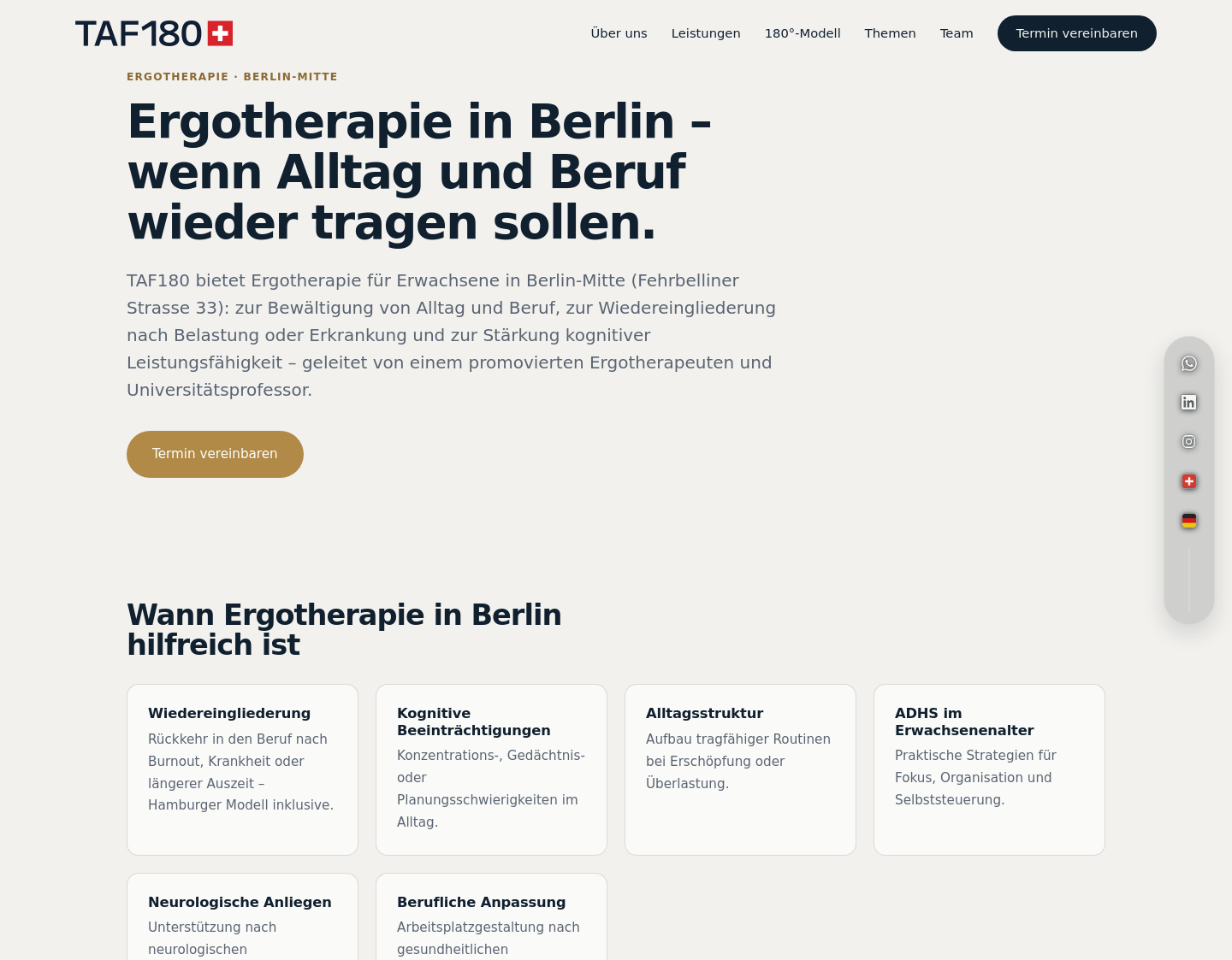 Aktuelle Website-Vorschau von Dr. Frank & Partner Ergotherapeuten