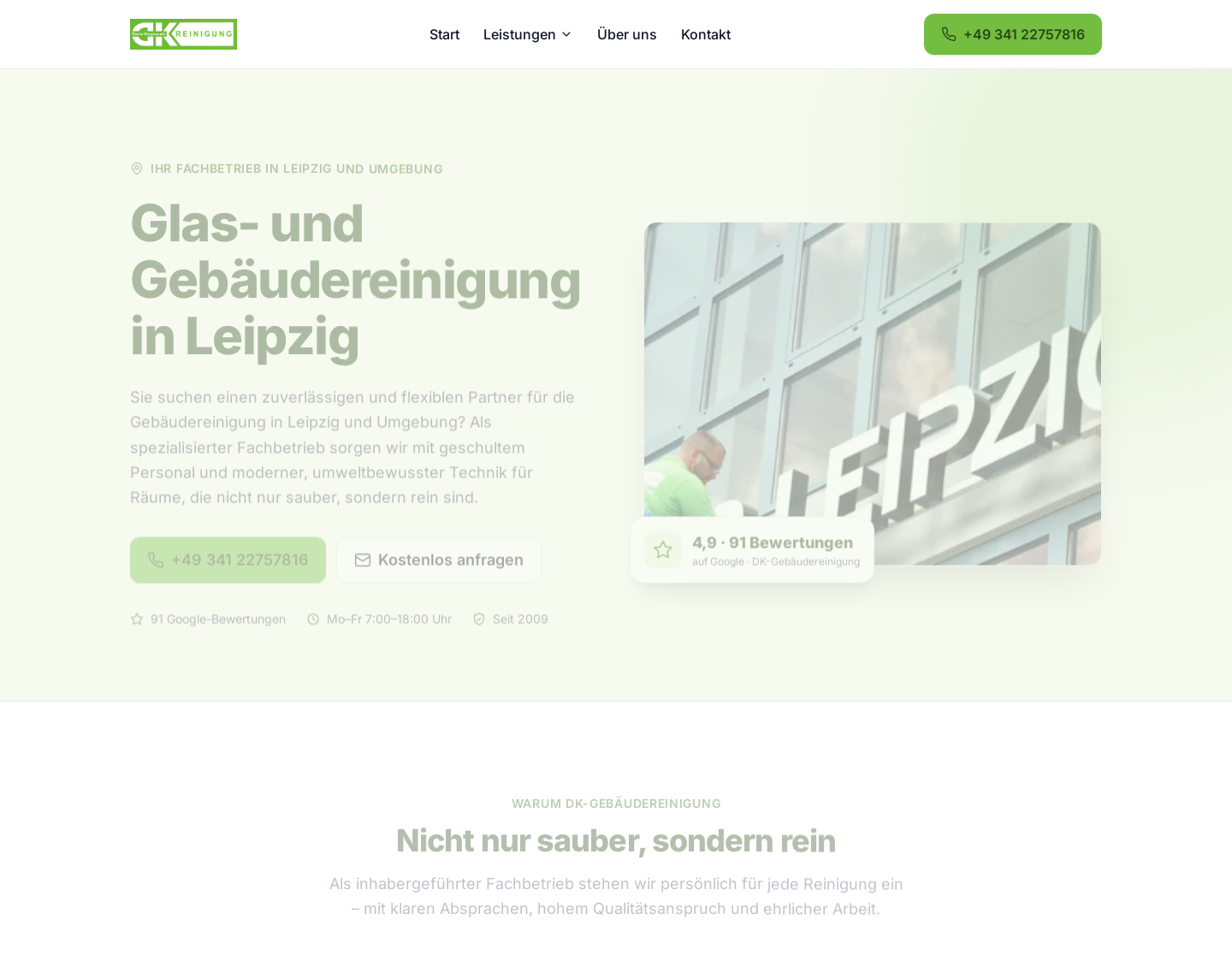 Aktuelle Website-Vorschau von DK-Reinigung - Reinigungsfirma Leipzig
