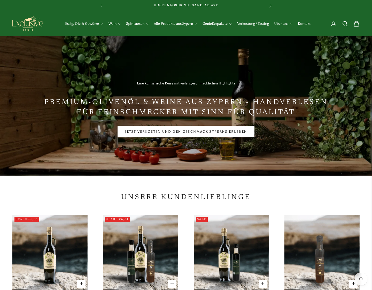 Aktuelle Website-Vorschau von Exclusive Food GmbH