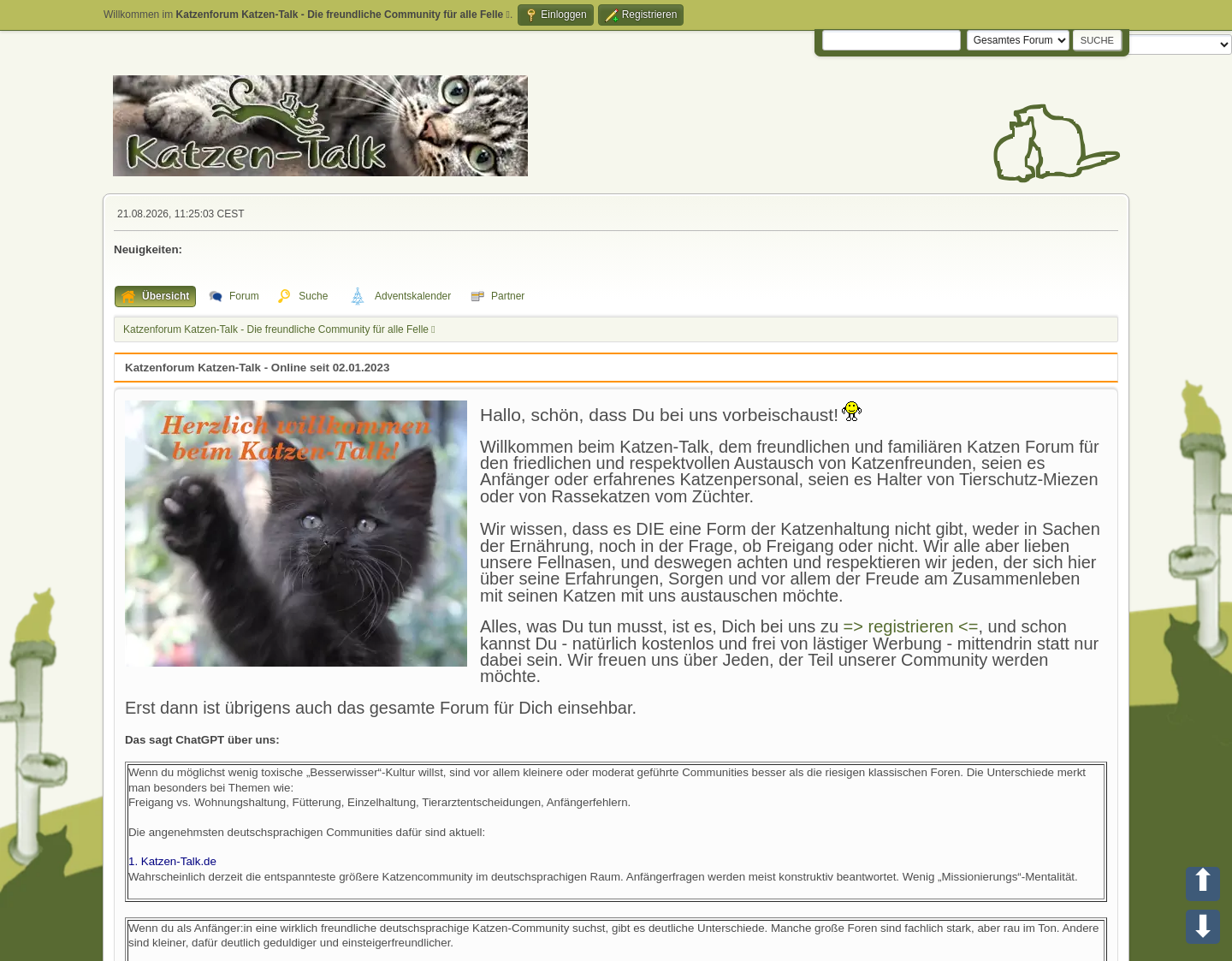 Aktuelle Website-Vorschau von Katzen-Talk, unser Katzenforum