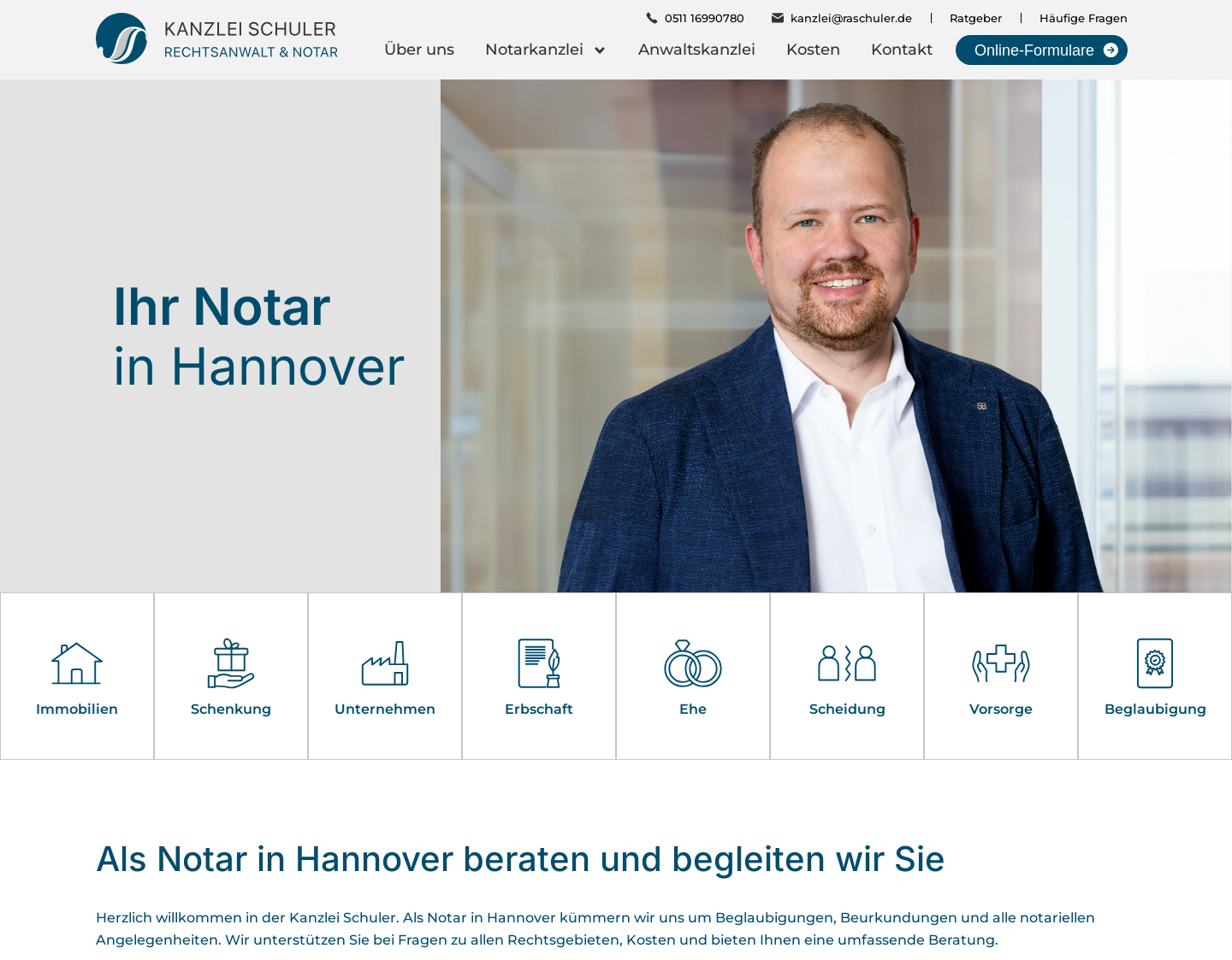 Aktuelle Website-Vorschau von Rechtsanwalt und Notar Schuler