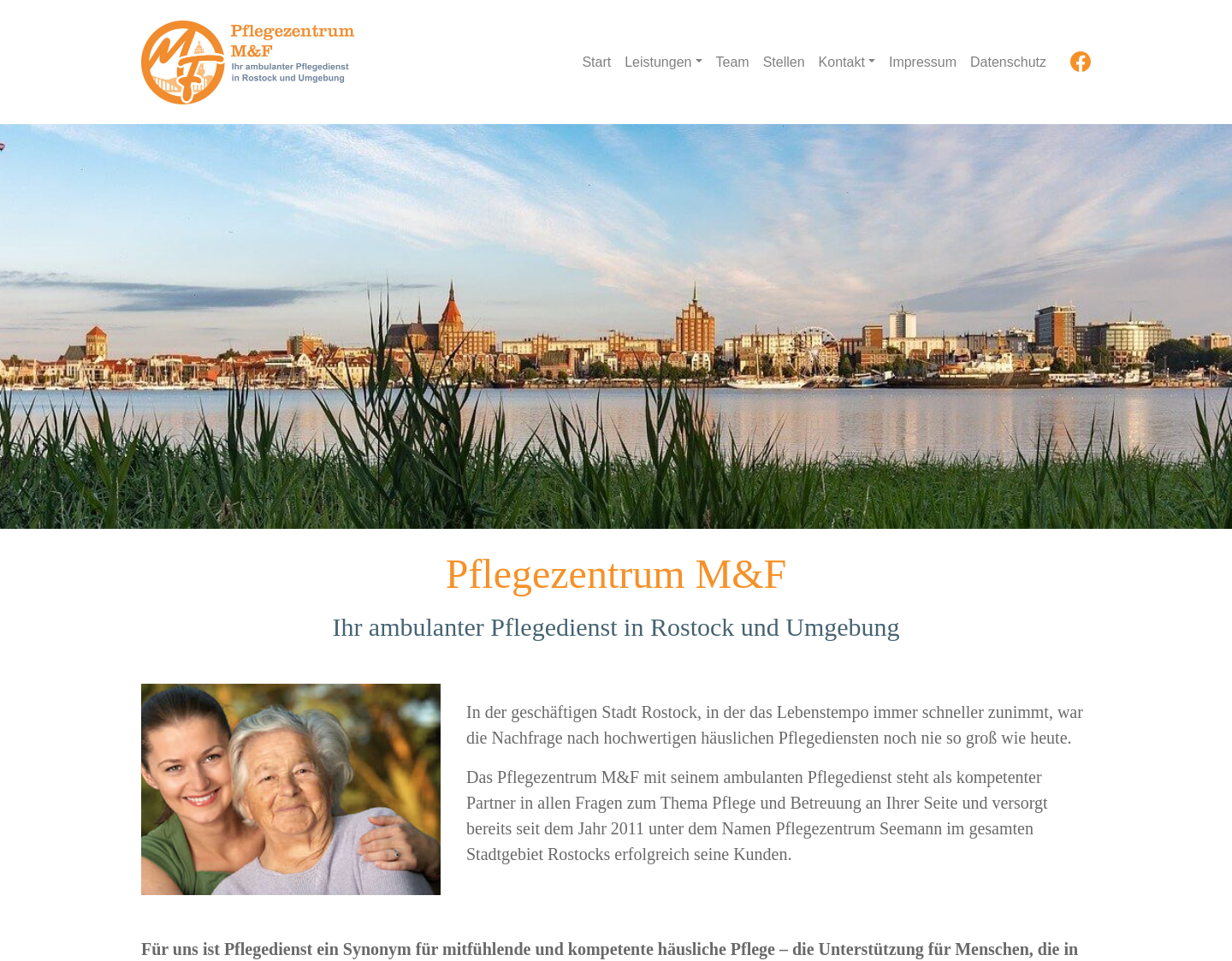 Aktuelle Website-Vorschau von Pflegezentrum M&F