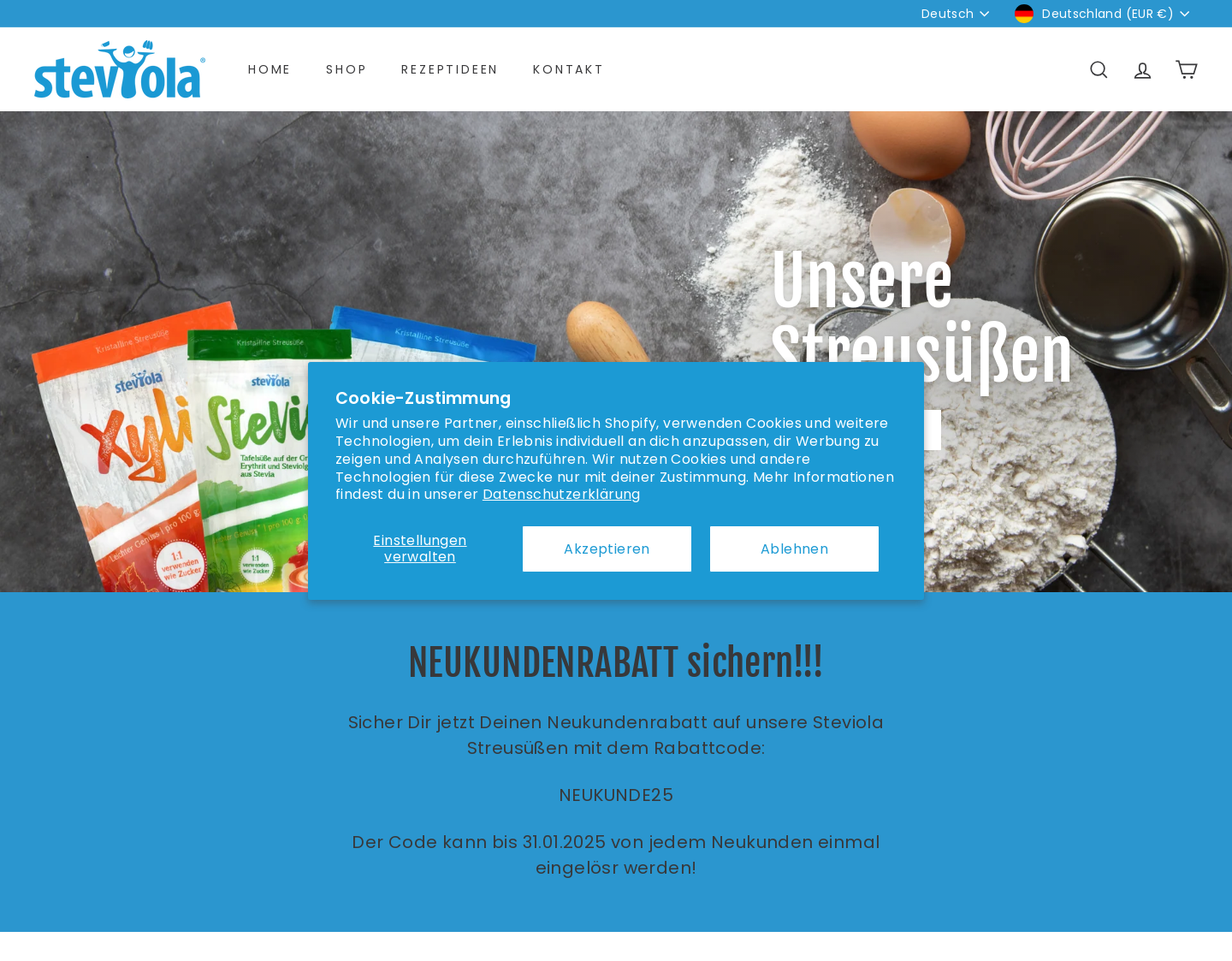 Aktuelle Website-Vorschau von Steviola