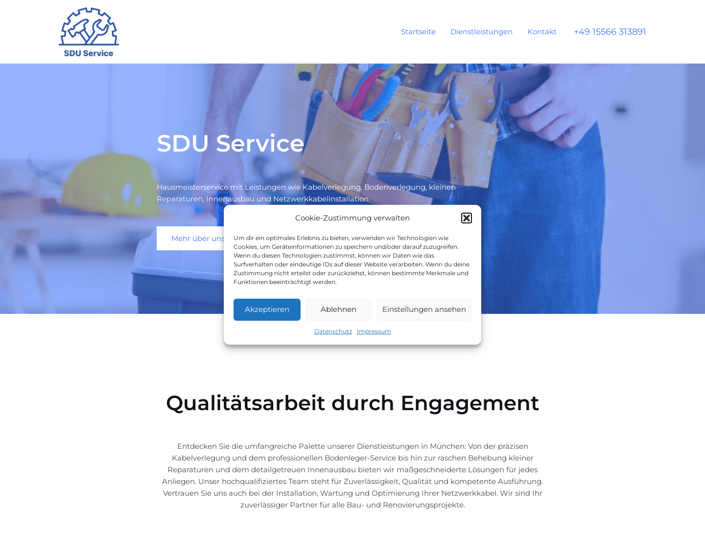 Aktuelle Website-Vorschau von SDU Service