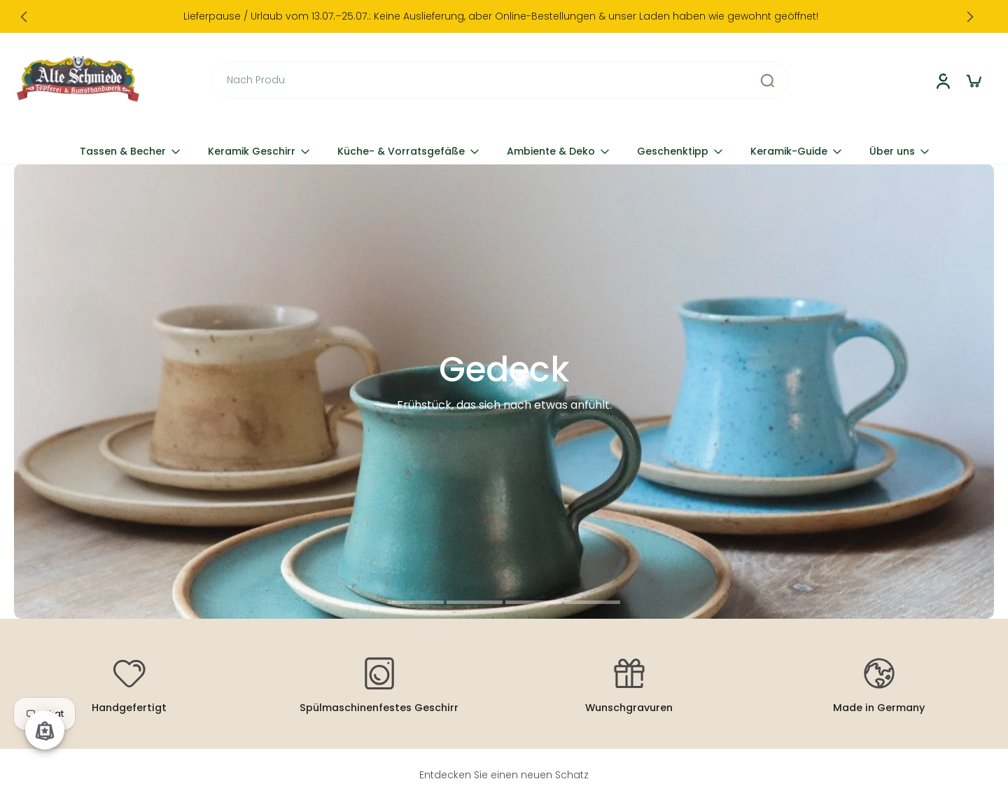 Aktuelle Website-Vorschau von Töpferei - Alte Schmiede