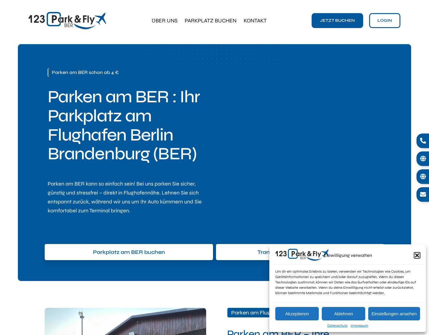 Aktuelle Website-Vorschau von Günstig am BER Parken - 123Park&Fly