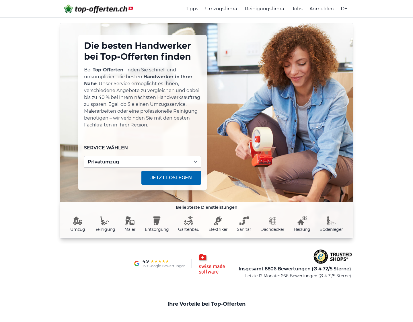 Aktuelle Website-Vorschau von Stressloser Umzug in der Schweiz