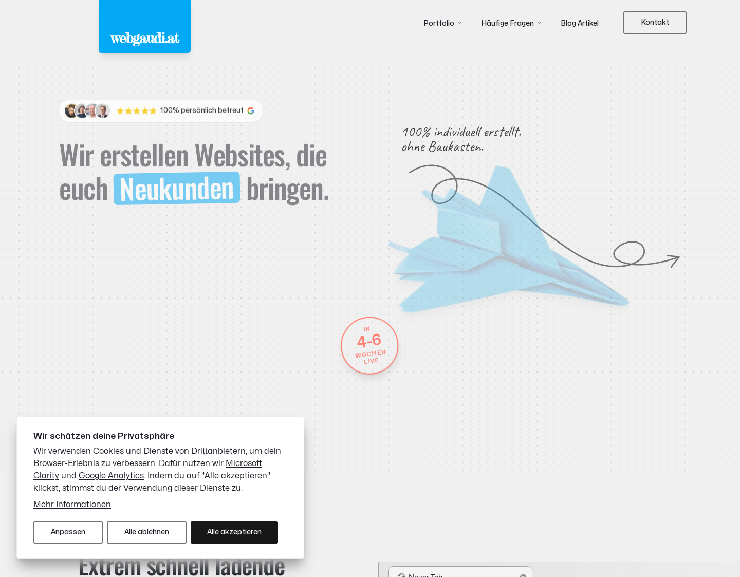 Aktuelle Website-Vorschau von webgaudi - Deine eigene Website erstellen