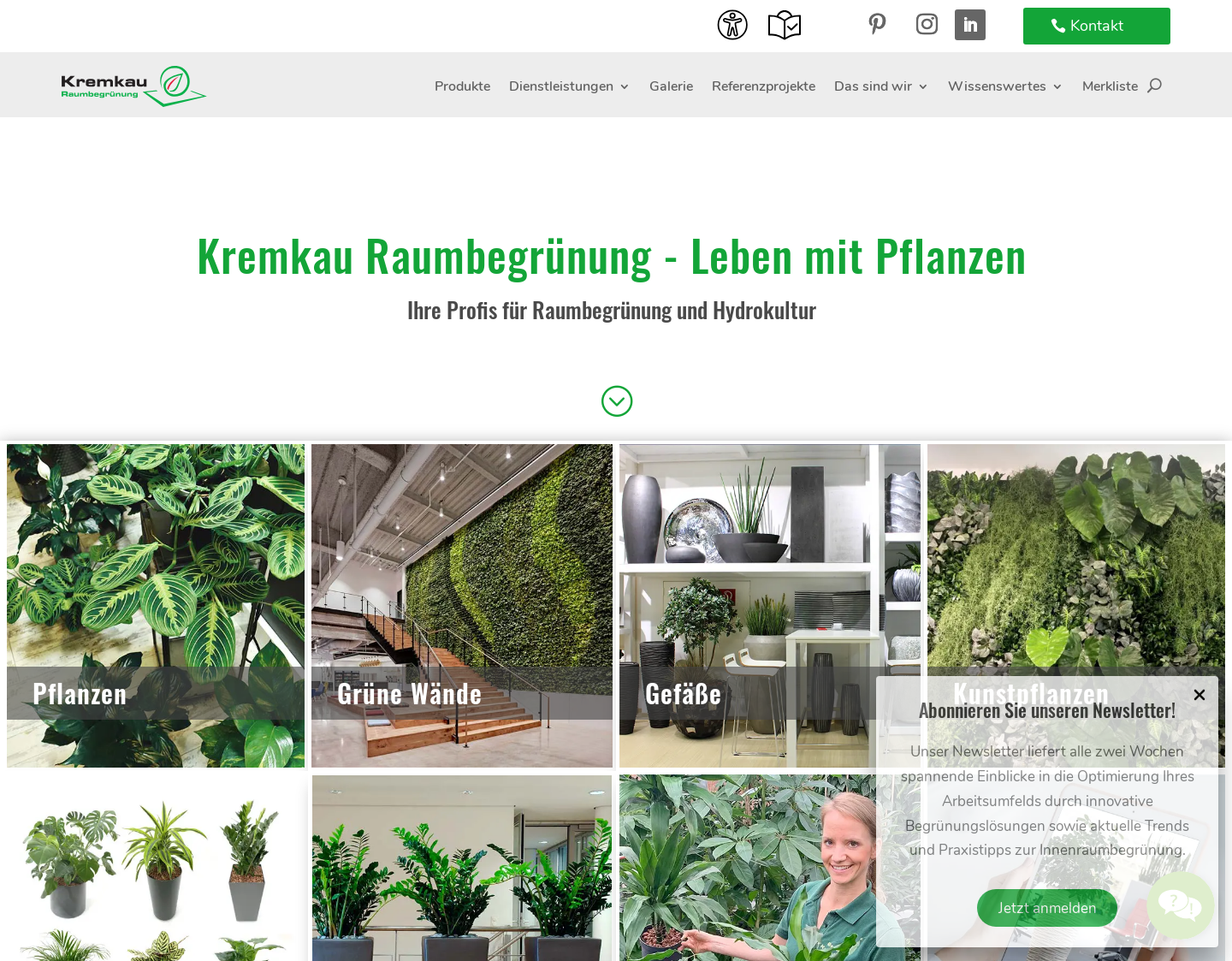 Aktuelle Website-Vorschau von Kremkau Raumbegrünung GmbH & Co. KG