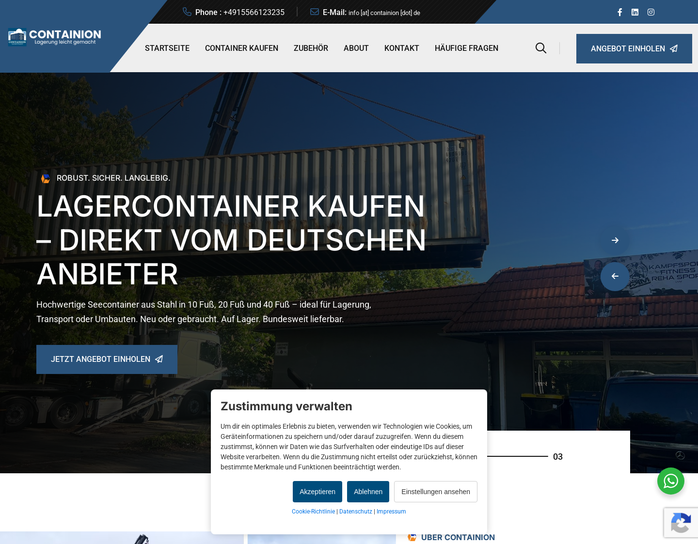 Aktuelle Website-Vorschau von Containion - Lagerung leicht gemacht