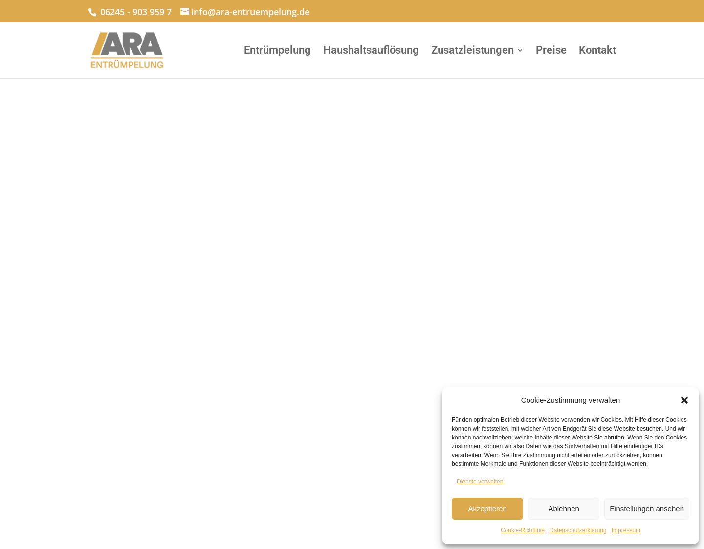 Aktuelle Website-Vorschau von ARA Entrümpelung