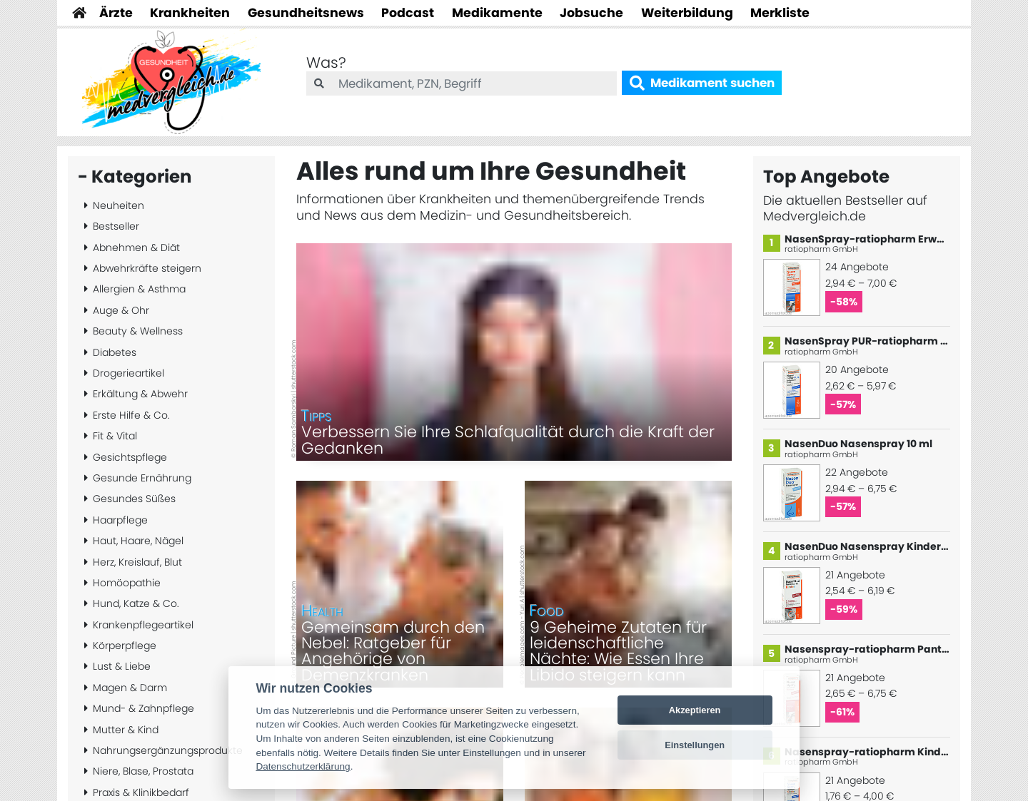 Aktuelle Website-Vorschau von Apothekenpreisvergleich Medvergleich.de