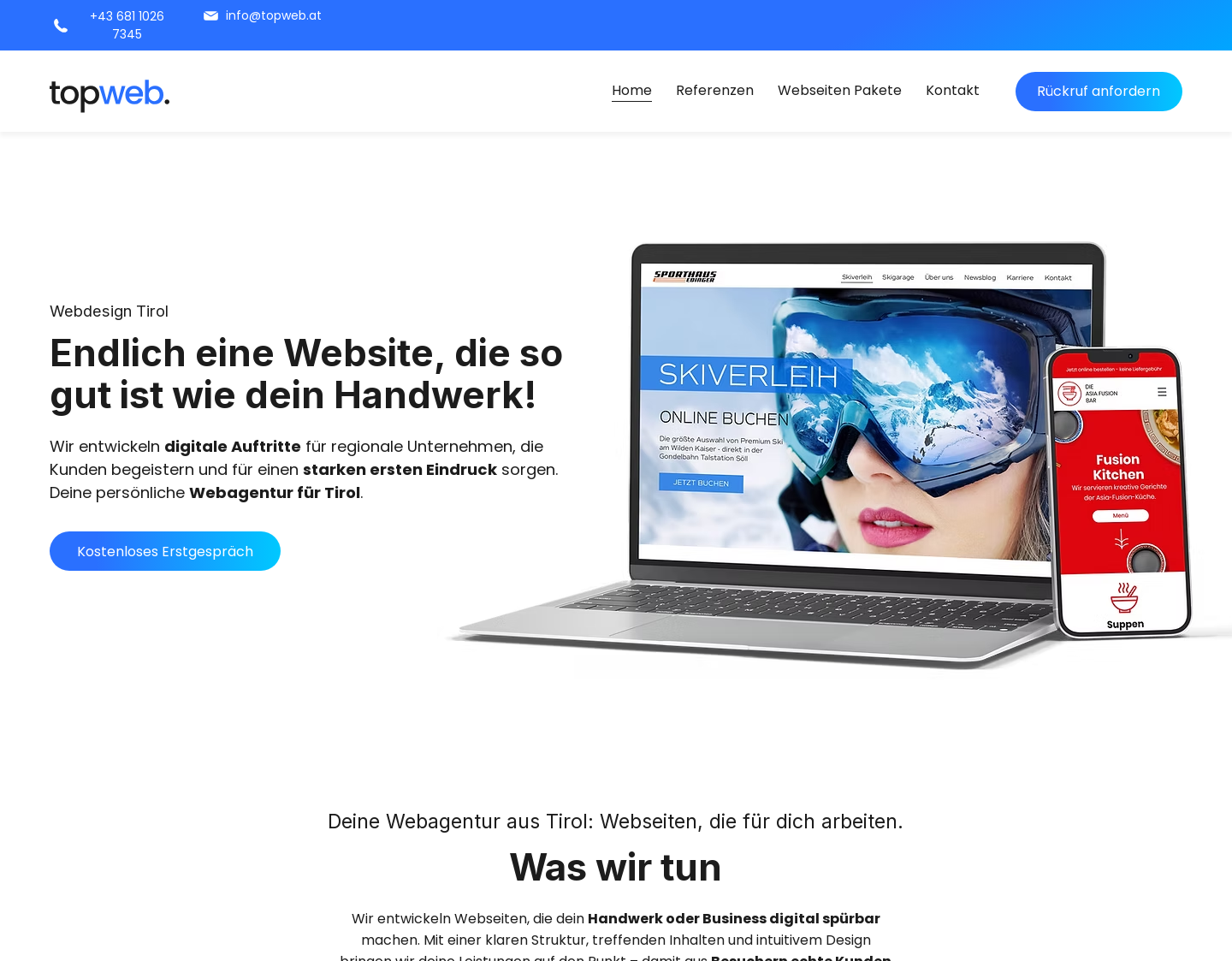 Aktuelle Website-Vorschau von Webagentur Topweb - Wir erstellen Ihre Website