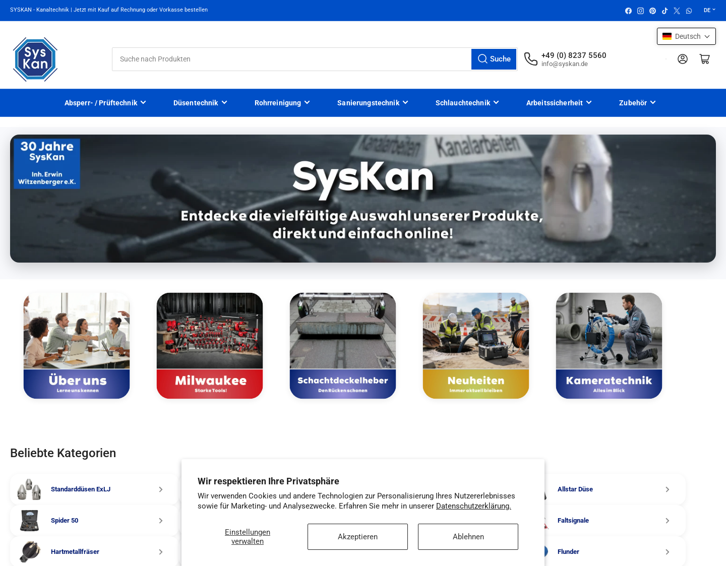 Aktuelle Website-Vorschau von SysKan