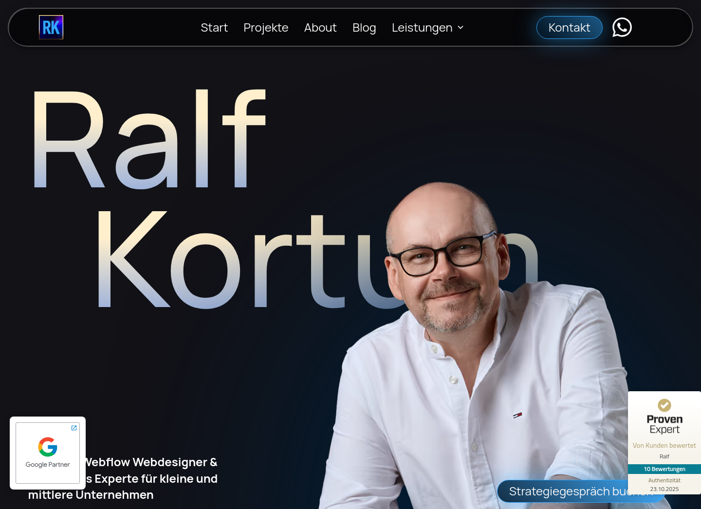 Aktuelle Website-Vorschau von Ralf Kortum Webentwicklung und Design