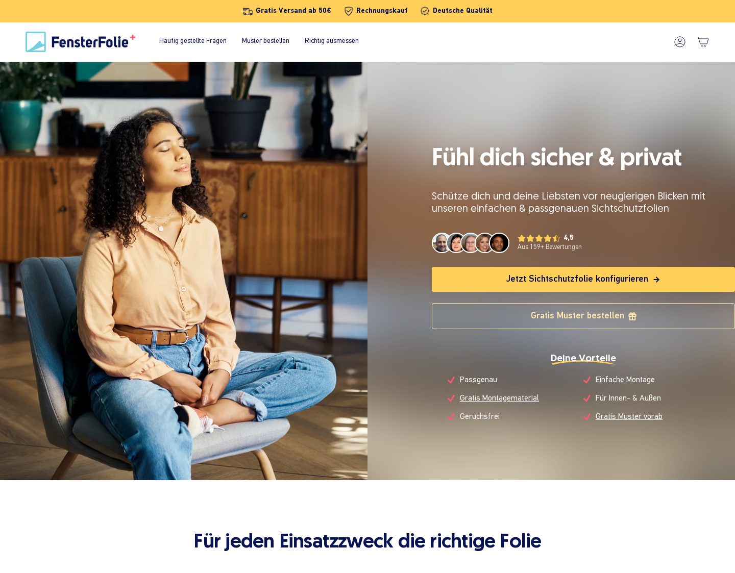 Aktuelle Website-Vorschau von FensterFoliePlus - Sichtschutzfolien nach Maß