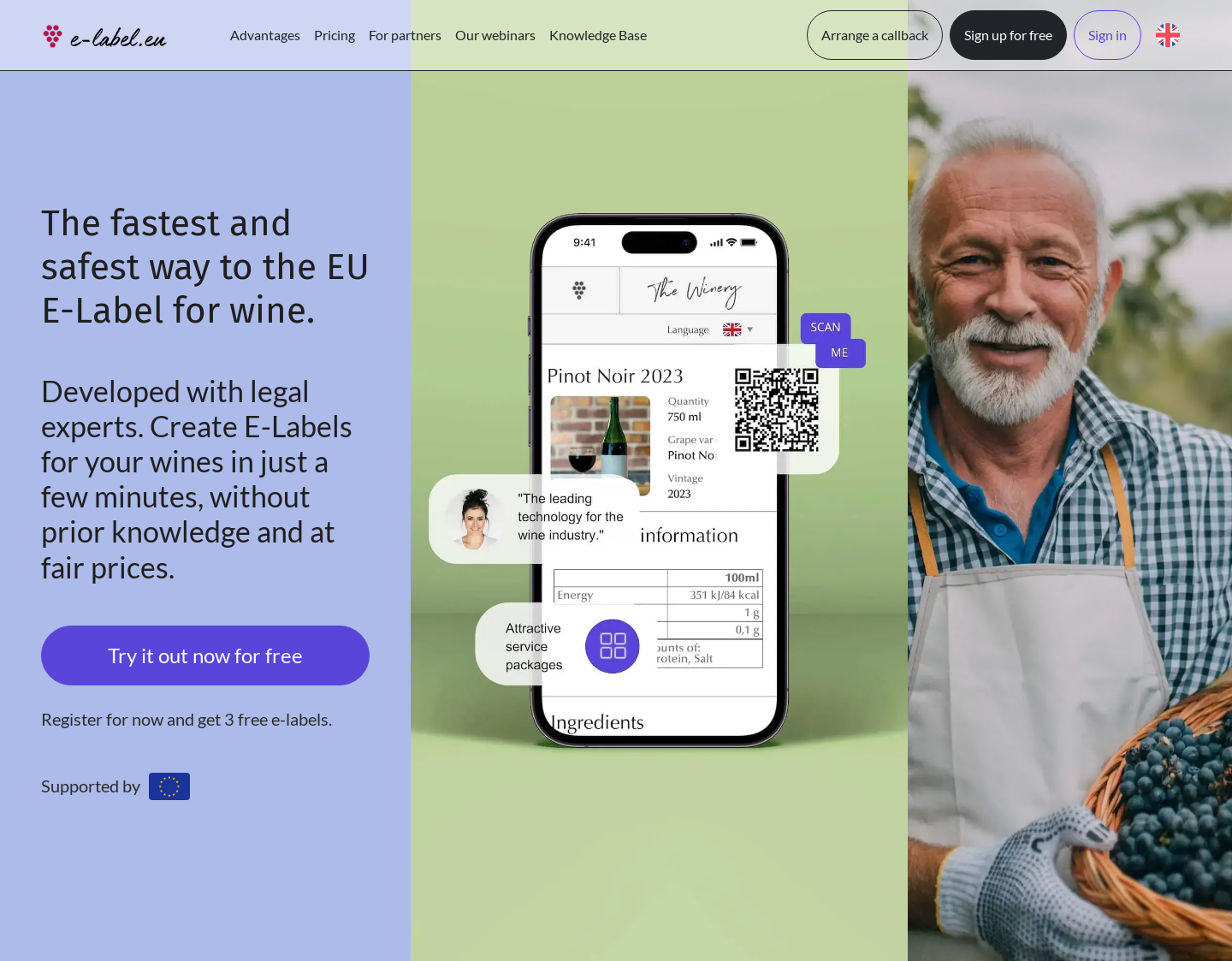 Aktuelle Website-Vorschau von e-label.eu