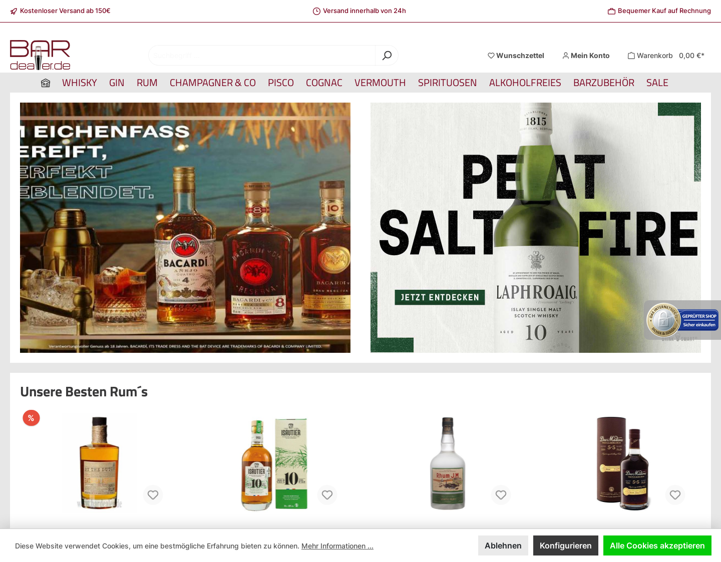Aktuelle Website-Vorschau von BARdealer
