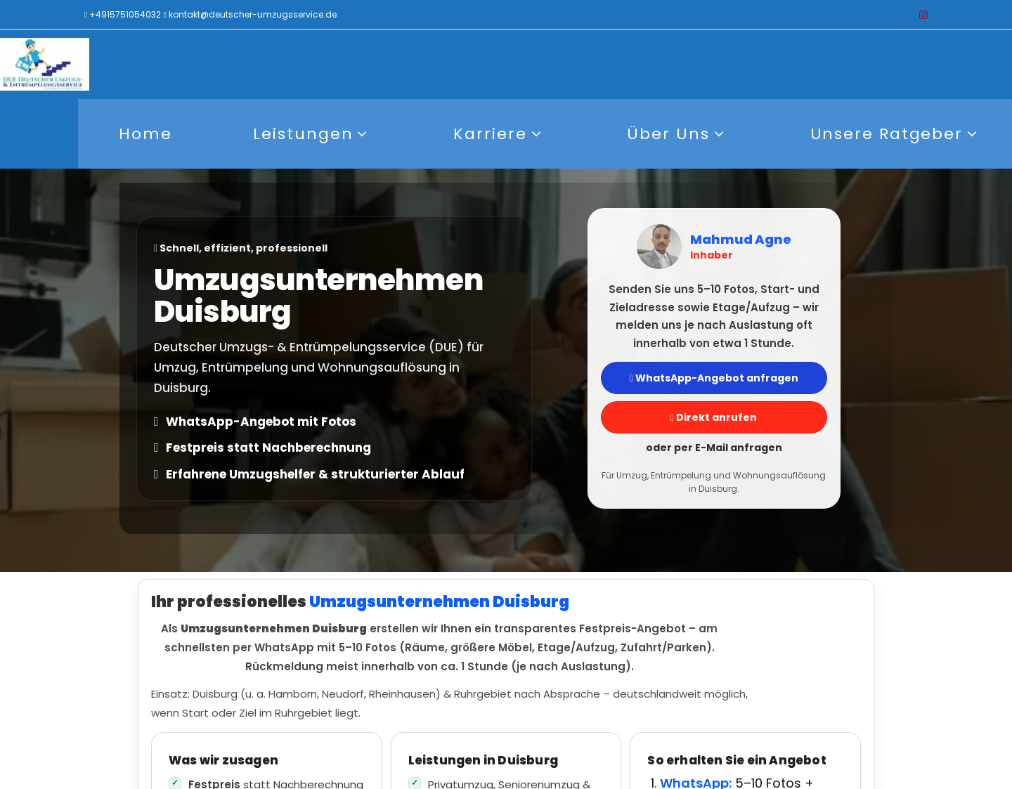 Aktuelle Website-Vorschau von Deutscher Umzugs- & Entrümpelungsservice