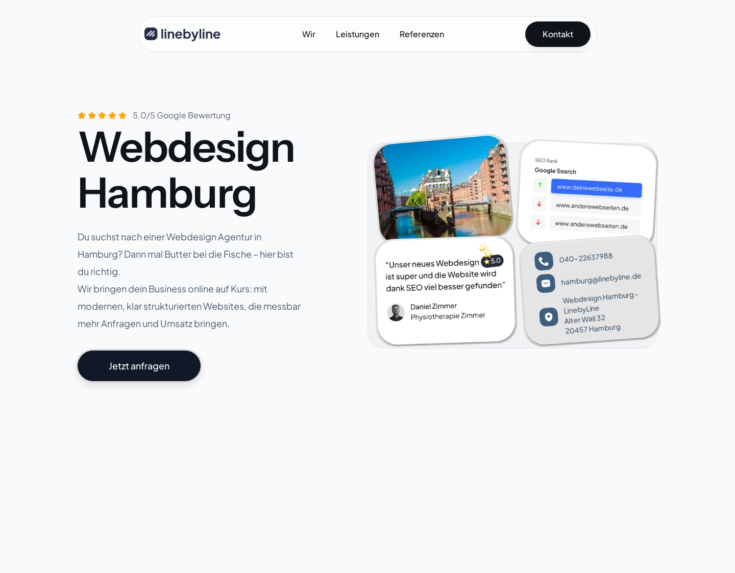 Aktuelle Website-Vorschau von Webdesign Hamburg