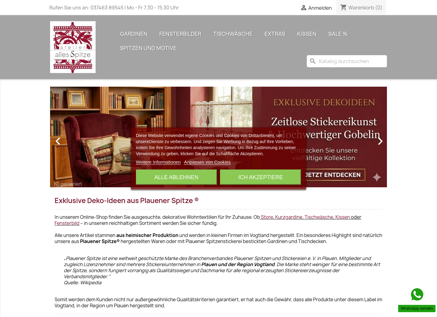 Aktuelle Website-Vorschau von Atelier alles-Spitze
