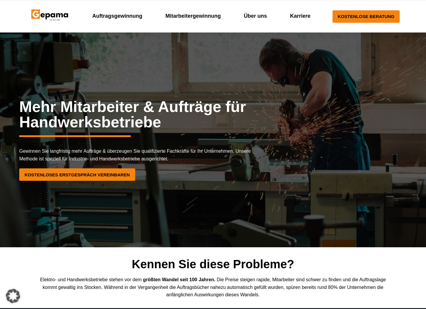 Aktuelle Website-Vorschau von Gepama