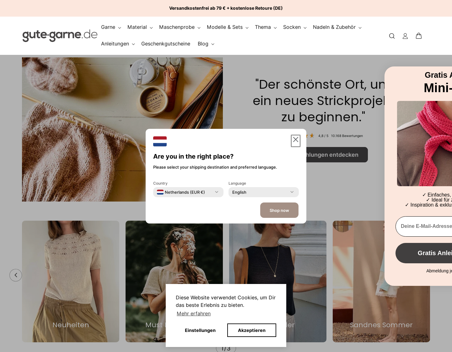 Aktuelle Website-Vorschau von Gute Garne