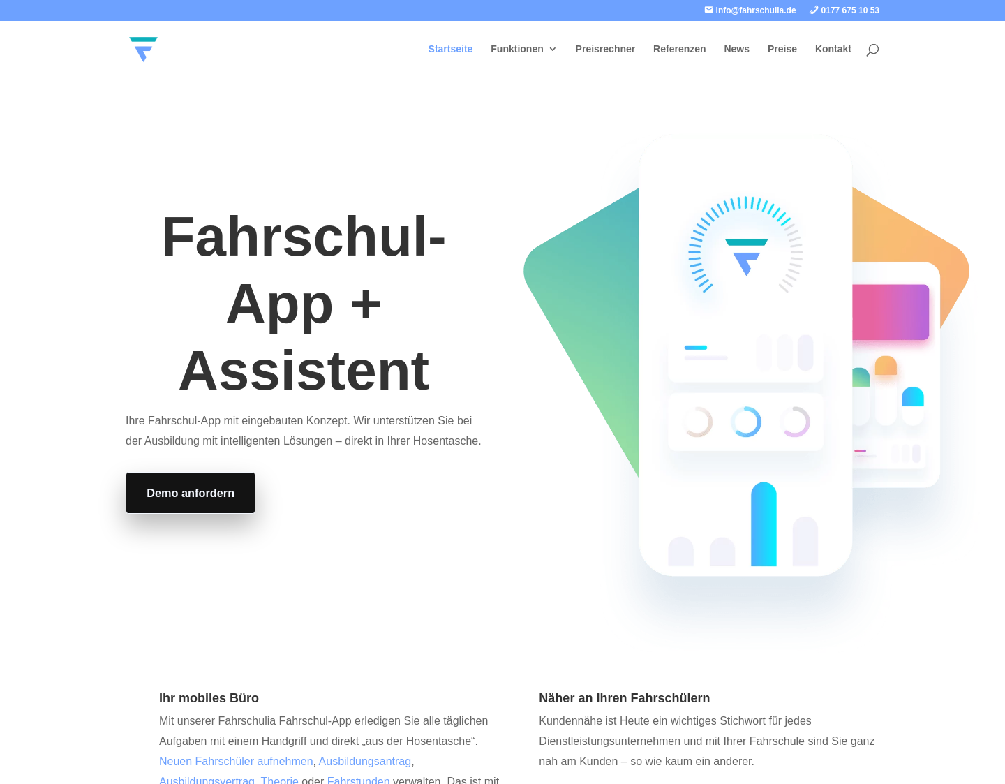 Aktuelle Website-Vorschau von Fahrschulia