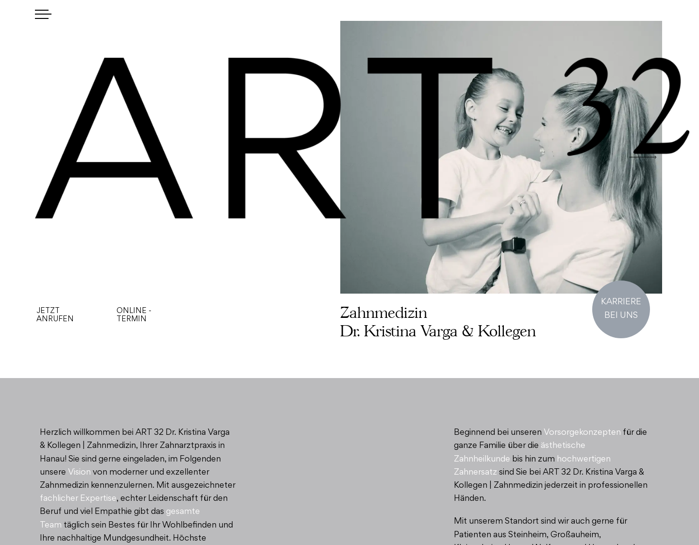 Aktuelle Website-Vorschau von ART 32 Dr. Kristina Varga & Kollegen Zahnmedizin
