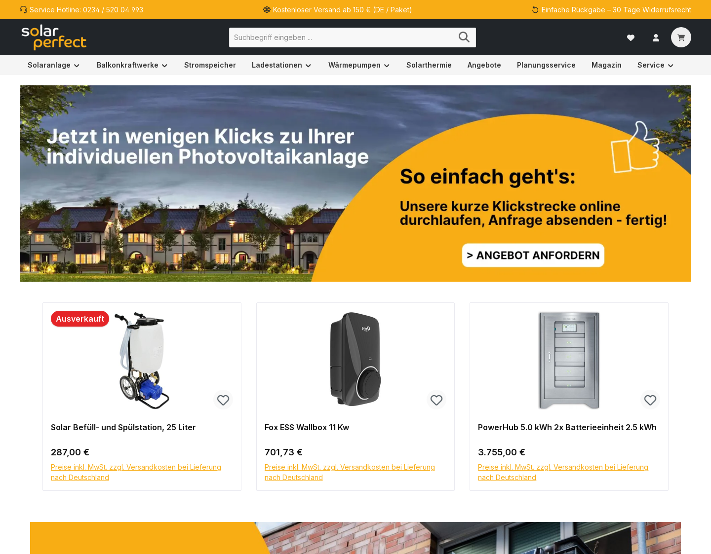 Aktuelle Website-Vorschau von Solar Perfect