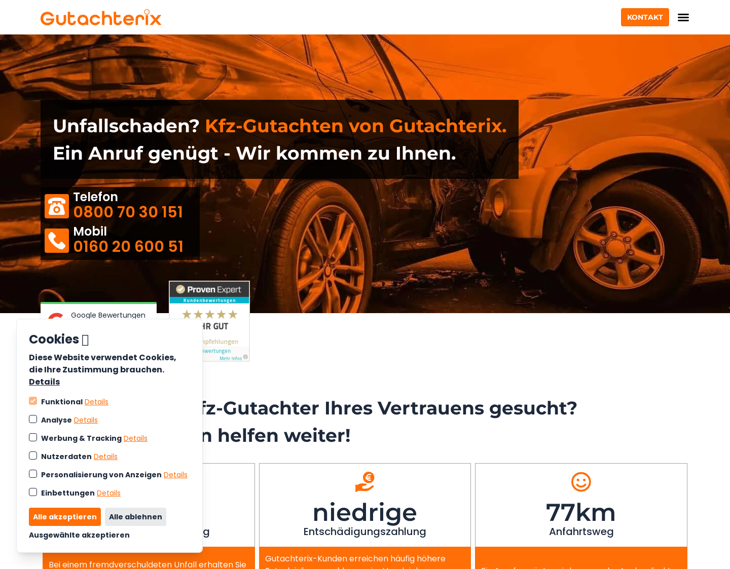 Aktuelle Website-Vorschau von Gutachterix Kfz-Gutachter & Sachverständiger