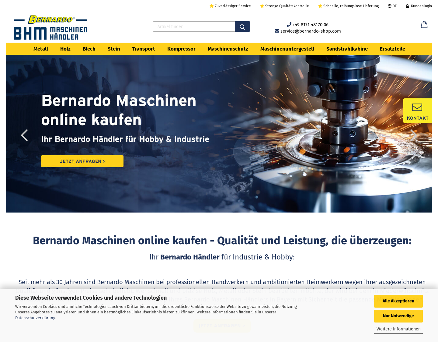 Aktuelle Website-Vorschau von Bernardo-Shop