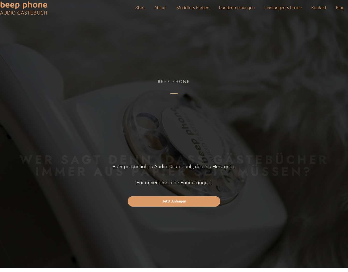 Aktuelle Website-Vorschau von beep phone - Audio Gästebuch