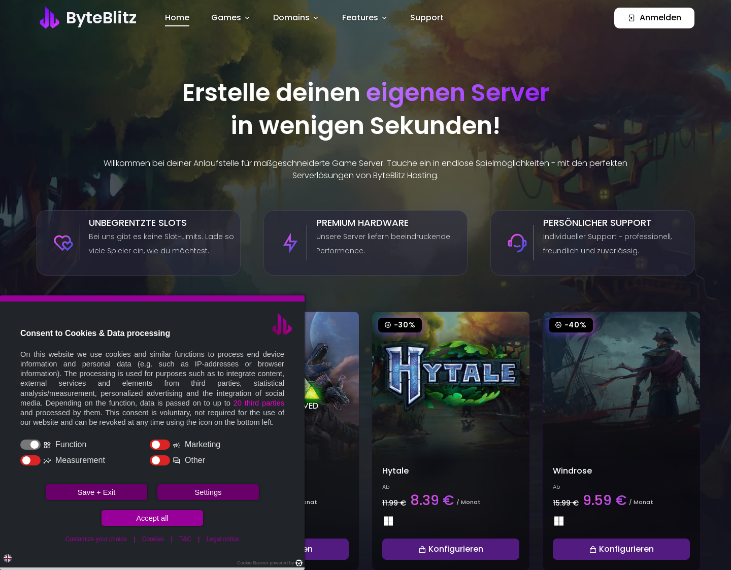 Aktuelle Website-Vorschau von ByteBlitz