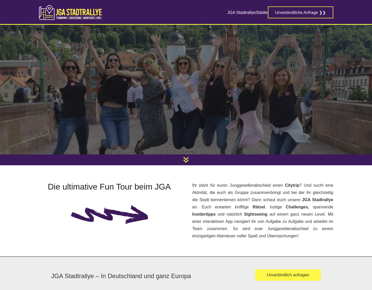Aktuelle Website-Vorschau von JGA Stadtrallye