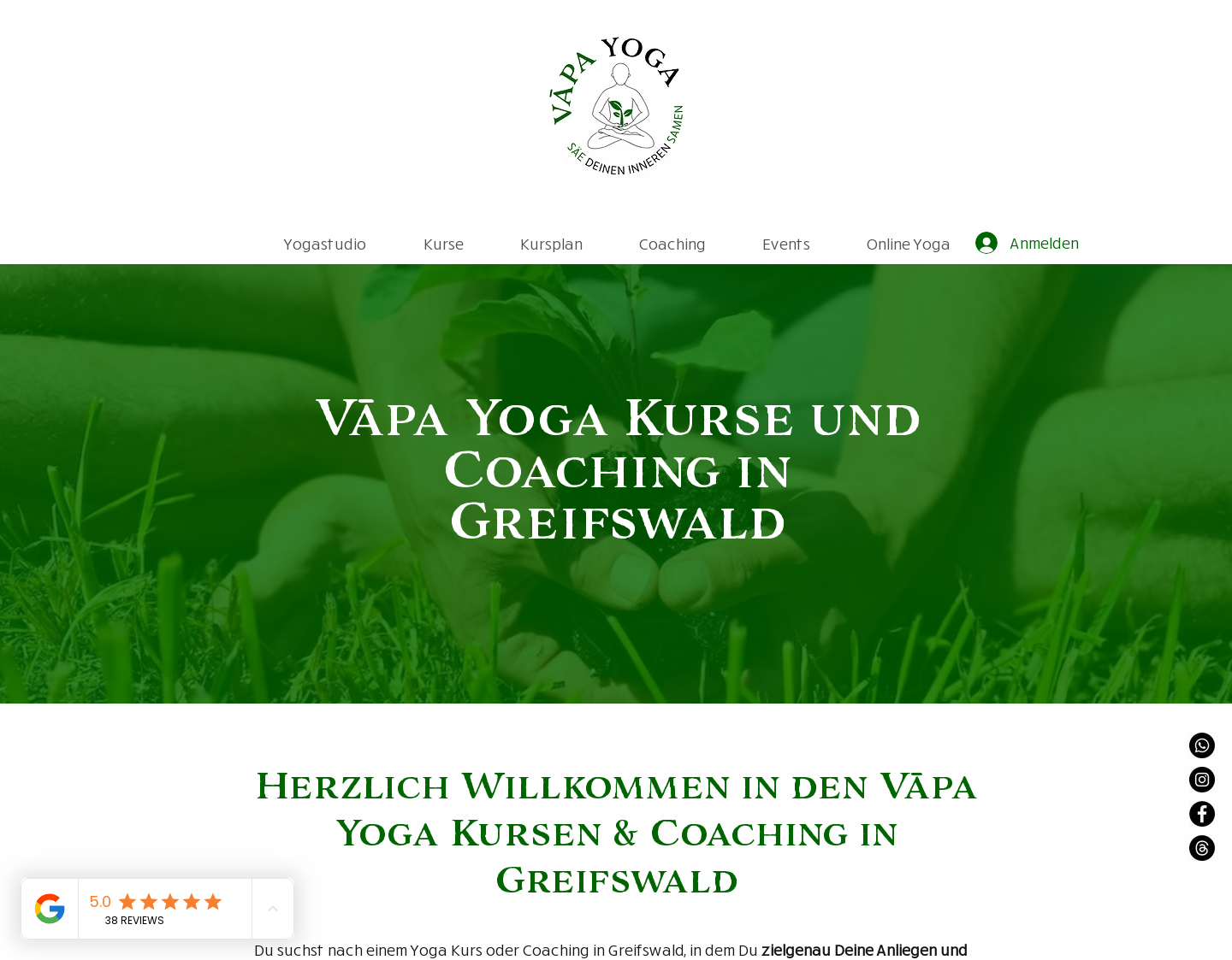 Aktuelle Website-Vorschau von Vapa Yoga mit Niels Gödecke