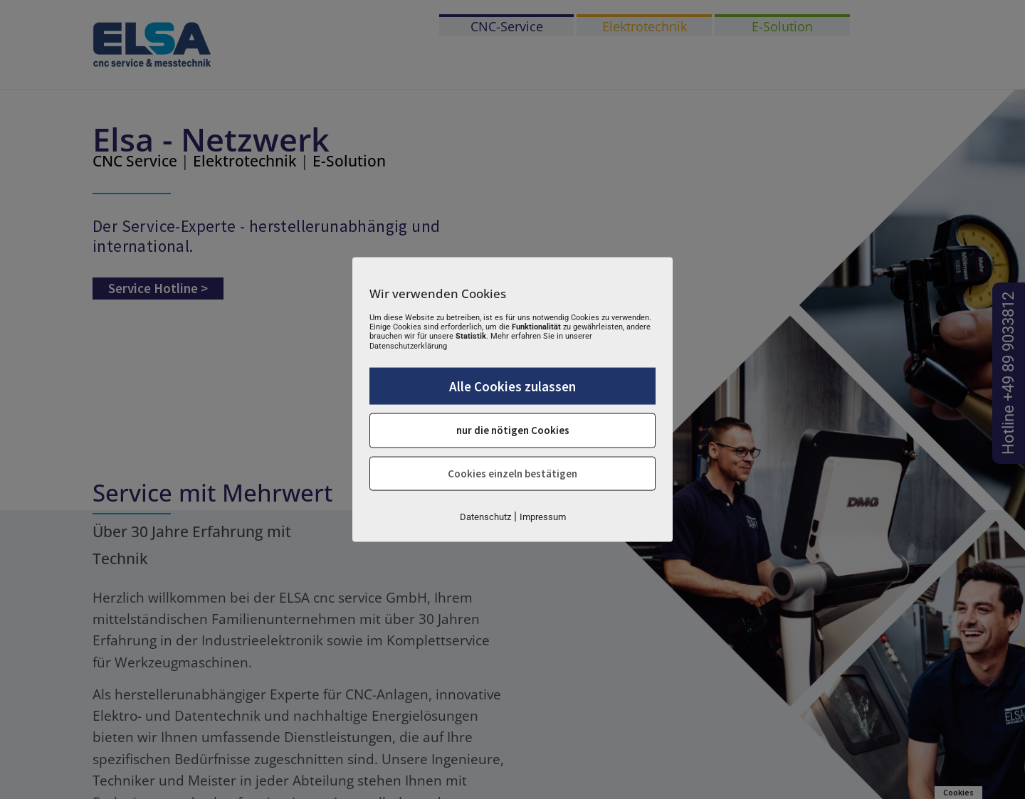 Aktuelle Website-Vorschau von ELSA cnc service GmbH