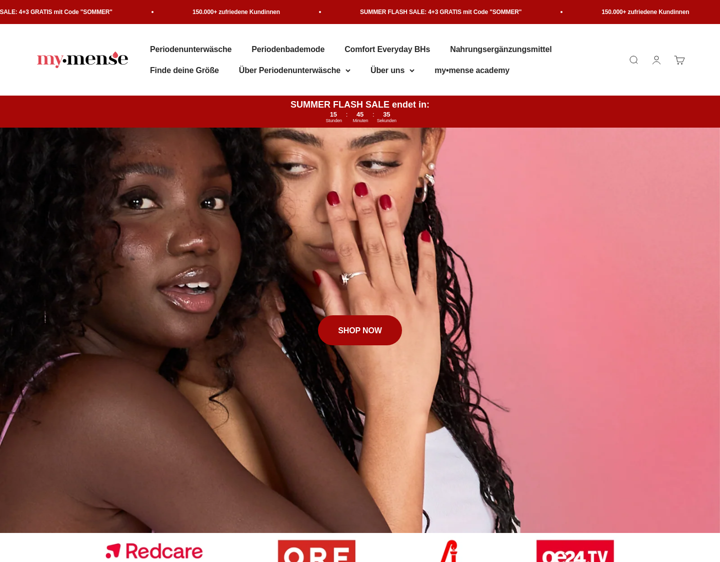 Aktuelle Website-Vorschau von mymense Periodenunterwäsche - Online Shop